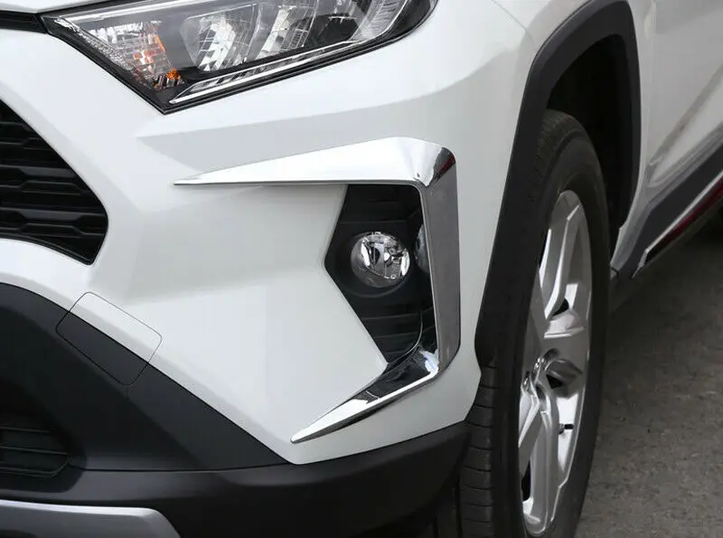 

ABS Exterior Chrome Front Fog Light Cover Trim 2pcs For Toyota RAV4 2019-2021