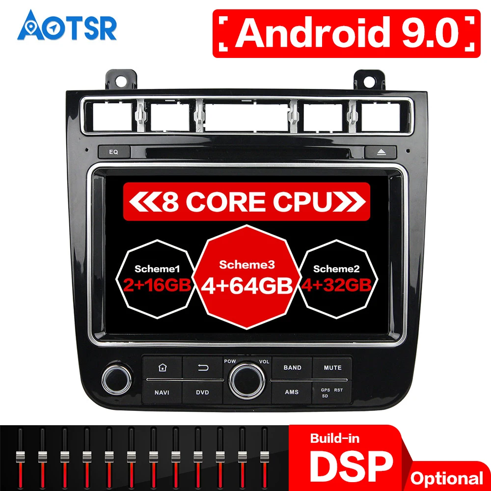 Android 9 0 автомобильный DVD плеер GPS навигация для Volkswagen TOUAREG 2010-2017 радиоприемник с