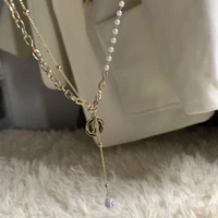 punk necklace multi layer chain necklace pearl gold coin pendants necklace for women men metal chains hip hop goth jewelry gifts