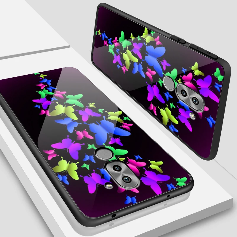 W168 Закаленное Стекло чехол для Huawei Honor 6X 7A 7C Y6 Y9 7X 8A 8X9 Lite Y7 премьер-профессионал Magic2 дизайн цветение защитный чехол-раковина - Цвет: W168