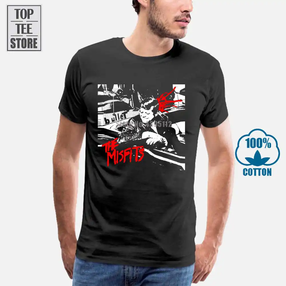Изношенная Мужская футболка Misfits Bullet Jfk среднего размера|Мужские футболки| |