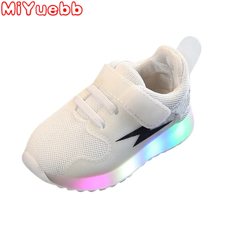 Детская обувь светящаяся повседневная с сеткой Новые Модные дышащие детские
