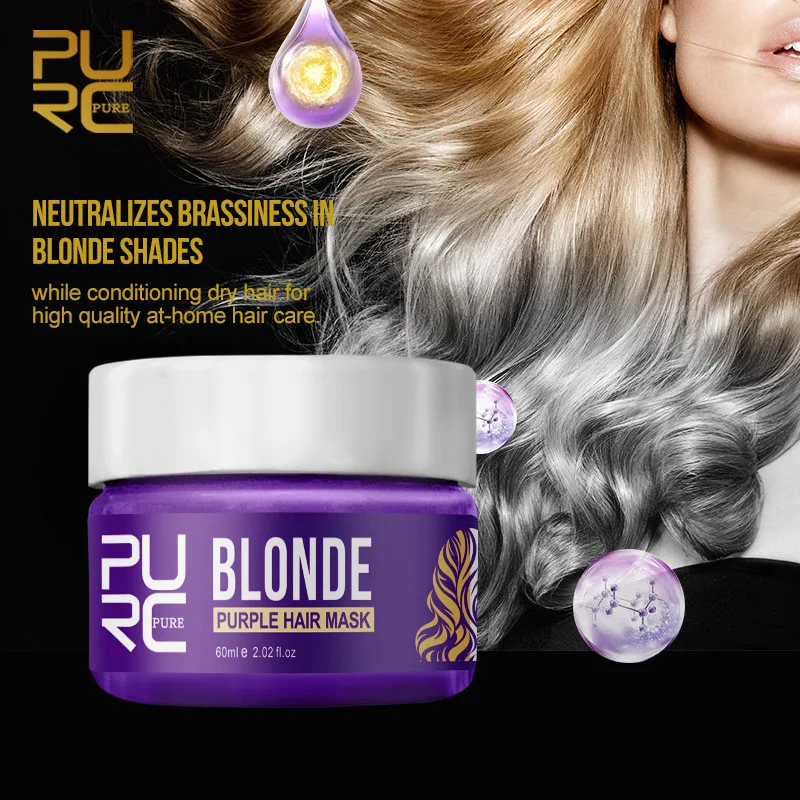 

Пурпурная маска для волос PURC, устраняет желтые и брачные оттенки, восстанавливает кожу, делает волосы мягкими и гладкими, профессиональная маска для волос, уход за волосами, 60 мл