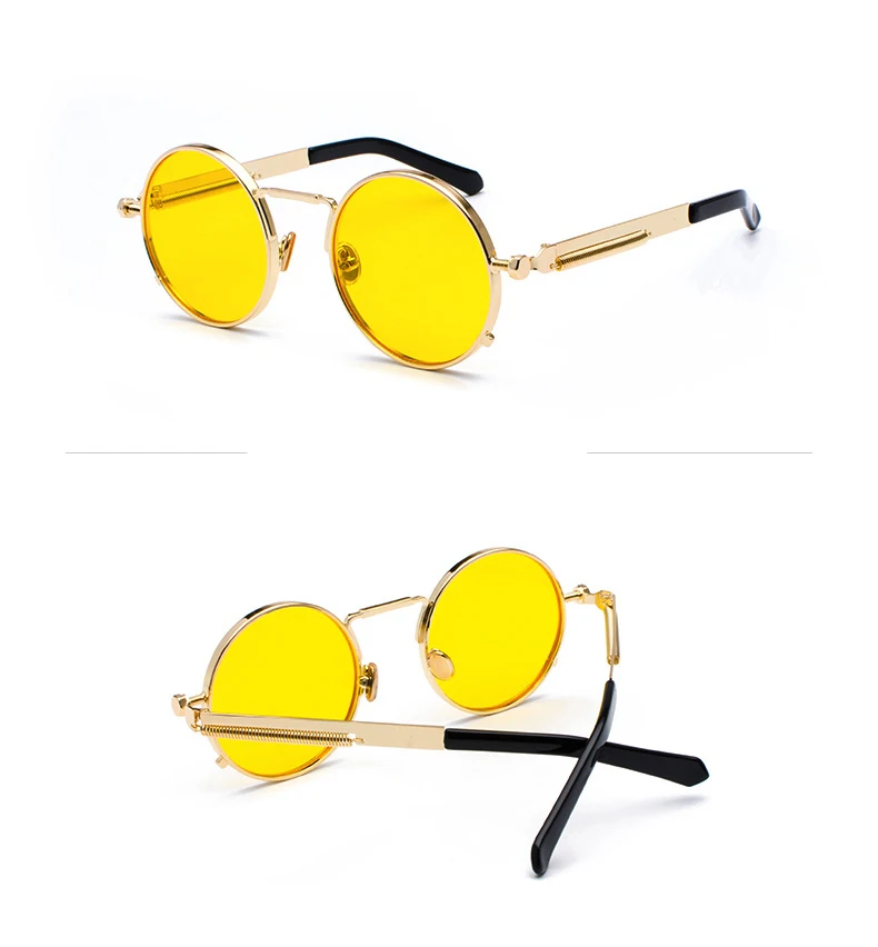 Oculos de sol feminino женские красные очки круглые стимпанк металлические пружины Поляризованные солнечные ретро-очки мужские uv400 Высокое качество
