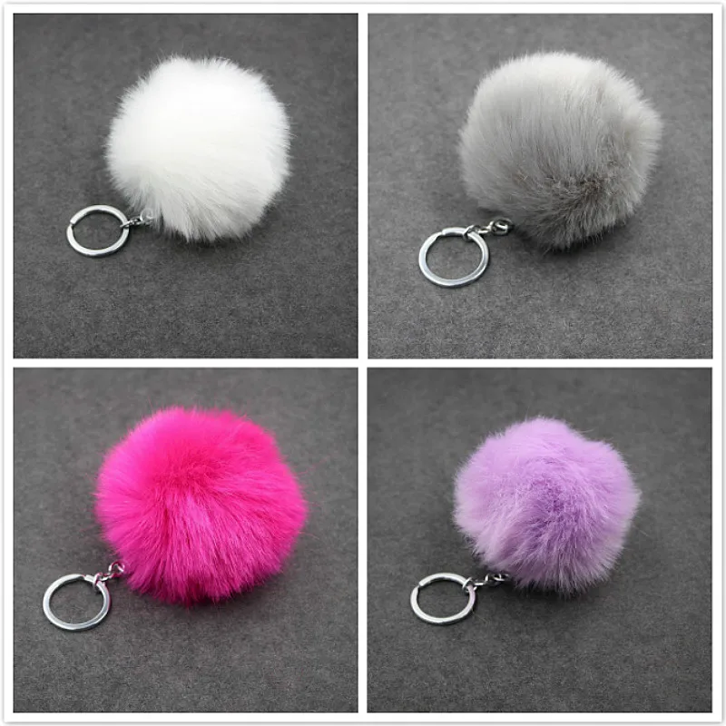 8 см 29 Цвета с пышным кроличьим меховым помпоном милый брелок для ключей Цвет: