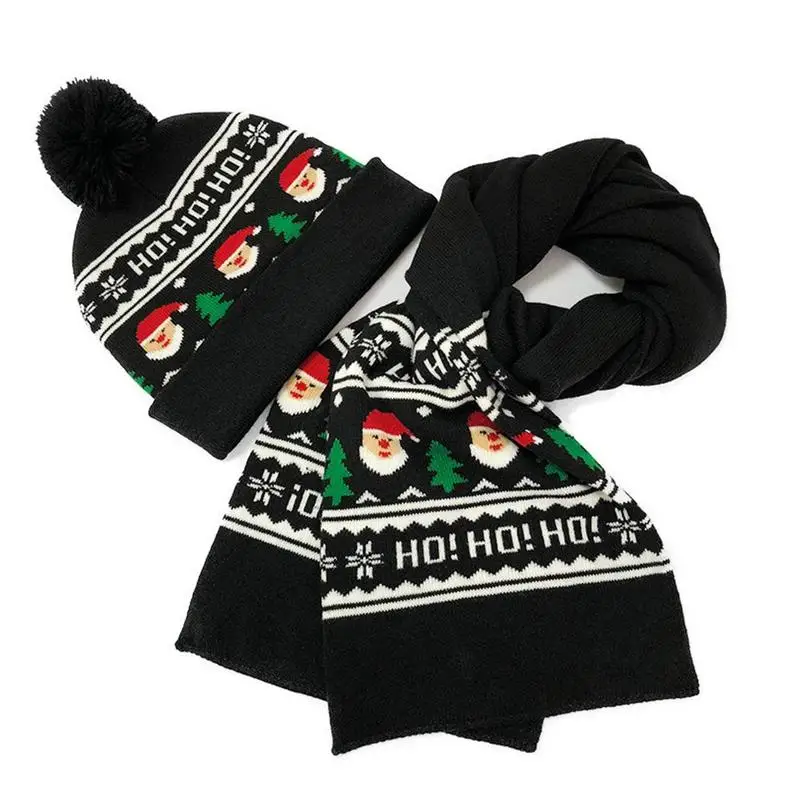 

Зимняя детская Милая Рождественская шапка шарф Детские теплые шапки на Рождество Шарфы вязаные шапочки для мальчиков девочек Новогодние т...