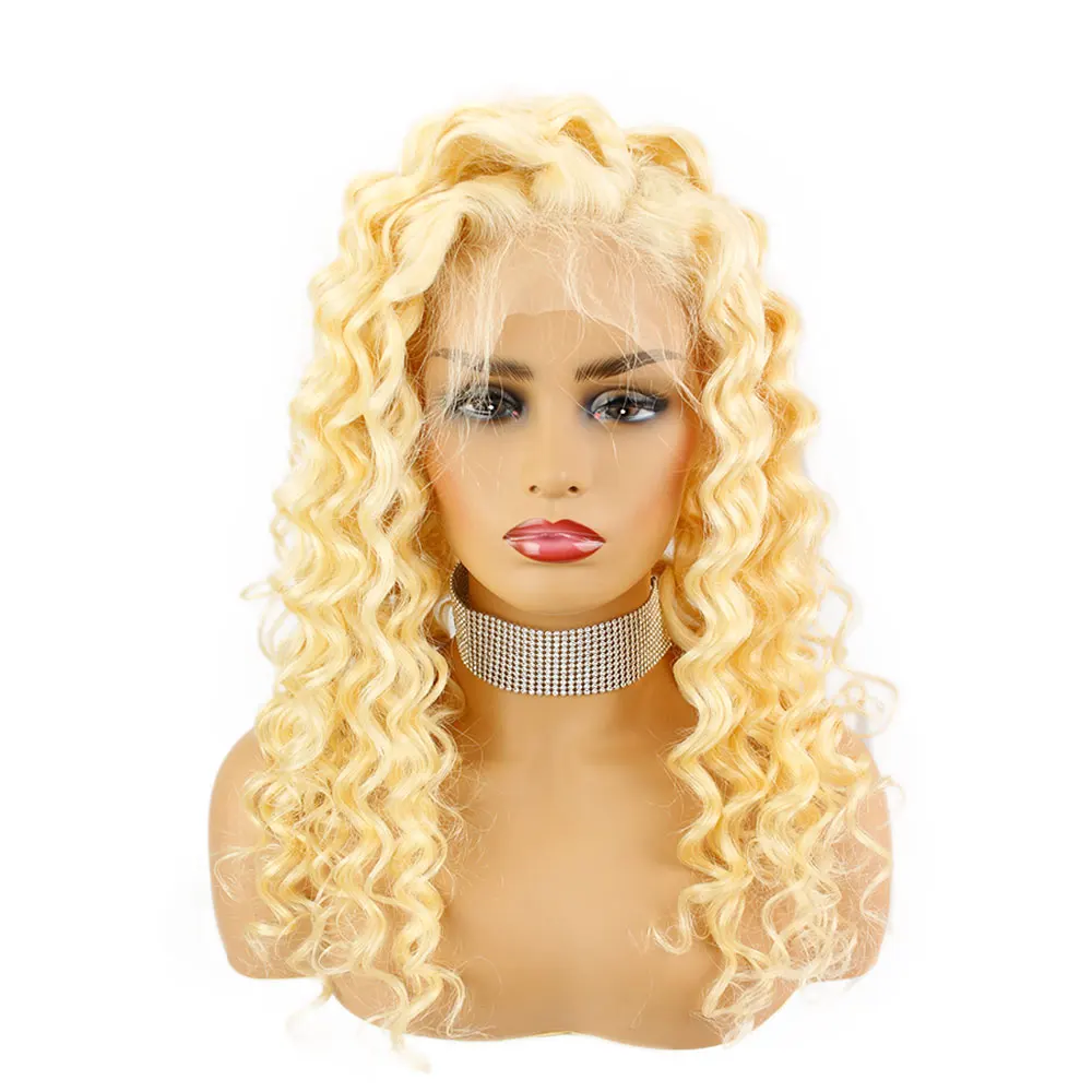 Brazilian Deep Wave 613 Blonde T-Part 13x4x1 Lace Front Wigs Remy Human Hair Wigs 150 Density 26inch Natural Hairline Eseewigs