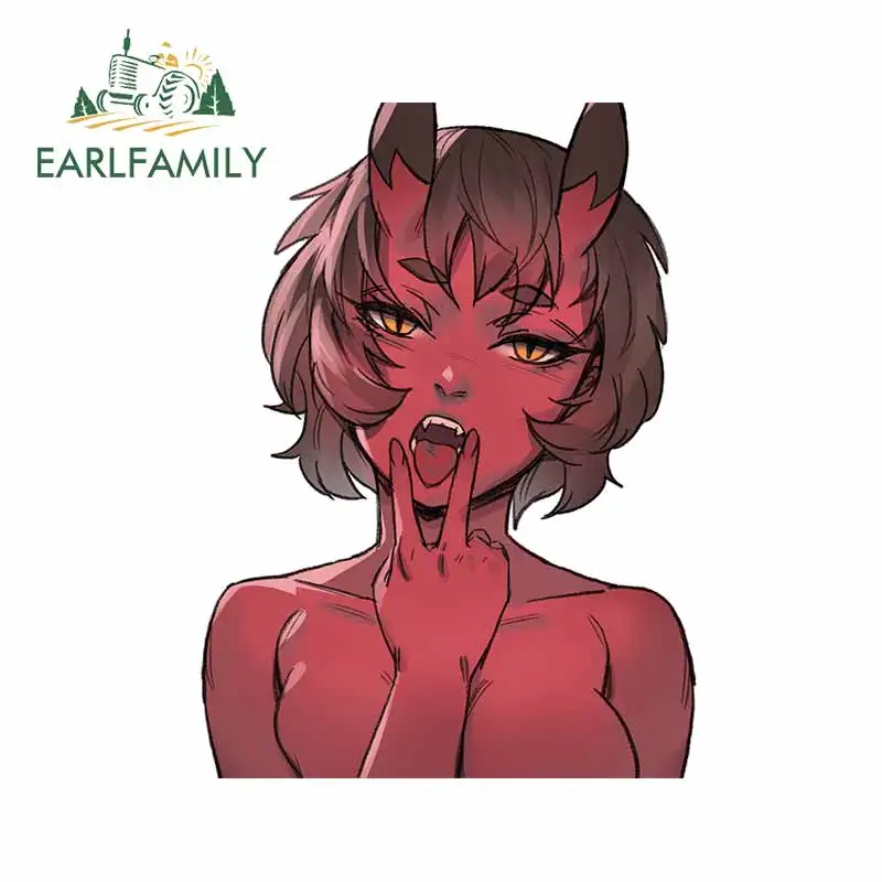 EARLFAMILY 13 см x 9 7 Для дьявола девочки Ahegao лицевые автомобильные наклейки багажник