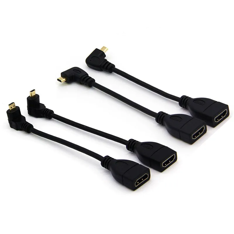 

90 Degree angled Micro HDMI-Compatible male to HDMI-Compatible female Adapter short Cable 15cm