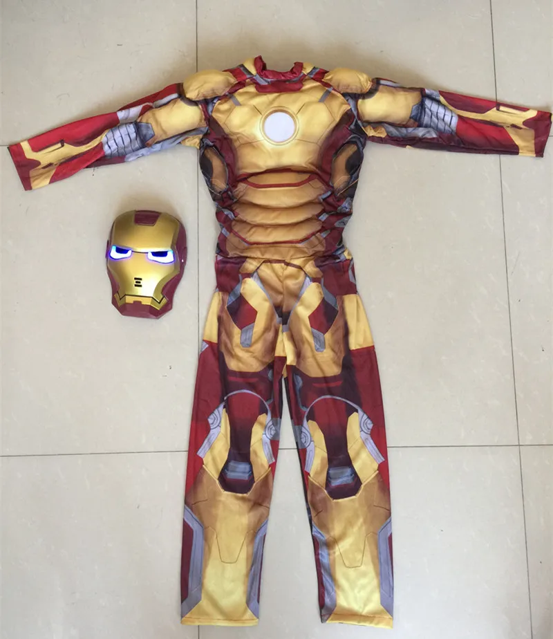 LED mask suit Железный человек, мускулы, детский Рождественский новогодний костюм, фантазия, Мстители, светодиодный маскарадный костюм супергероя - Цвет: LED mask suit