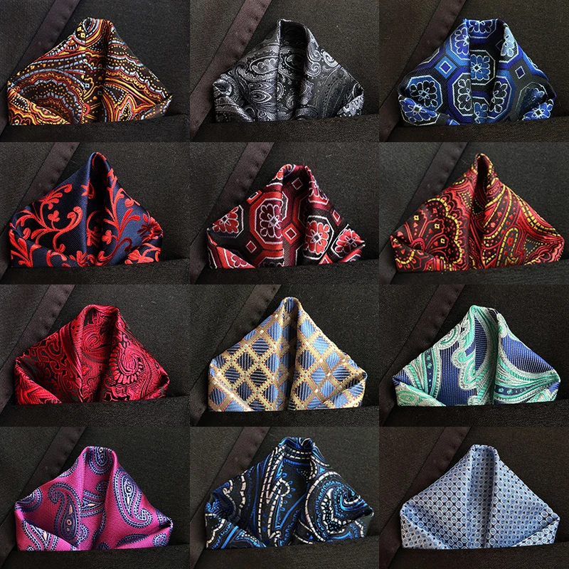 Luxury 25*25CM Men's Vintage Floral Paisley Silk Handkerchief Pocket Square Fashion Men Hanky For Wedding Party Chest Towel