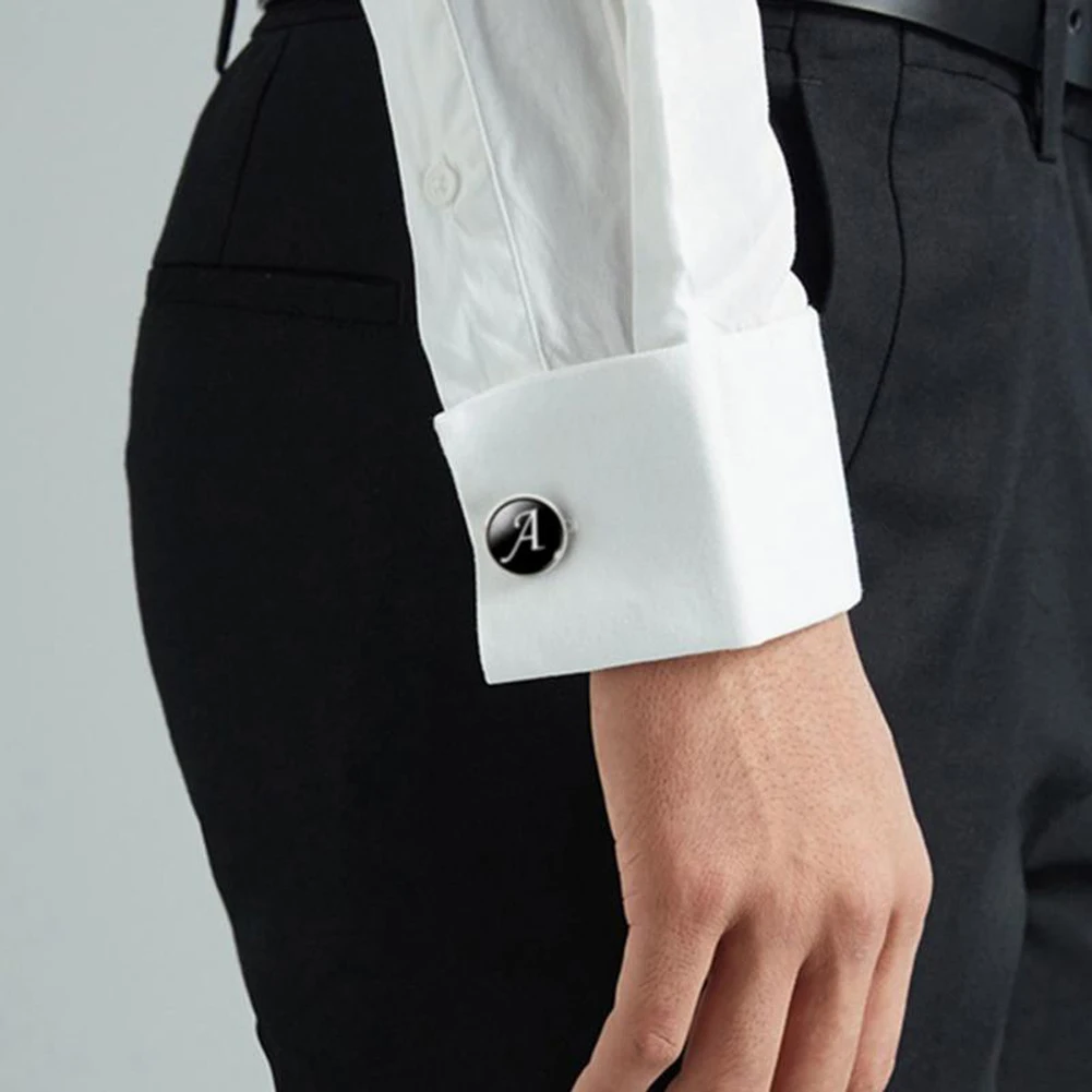 

Men's Fashion A-Z Single Alphabet Cufflinks Silver Color Letter Cuff Button for Male Gentleman Shirt Wedding Cuff Links Gifts