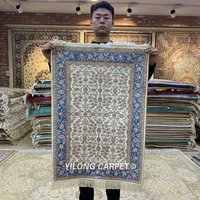 yilong 2x3 hand knotted persian carpet white elegant silk rug hf100b