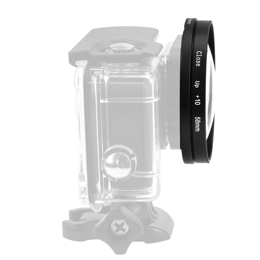 58 мм крупным планом объектив 10X Макро + адаптер кольцо для GoPro Hero 5 корпус Чехол |