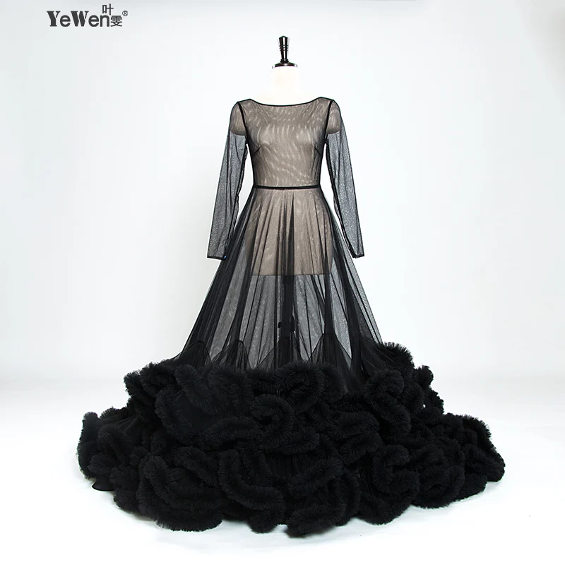 Сексуальное темно розовое черное прозрачное голубое платье с длинными рукавами