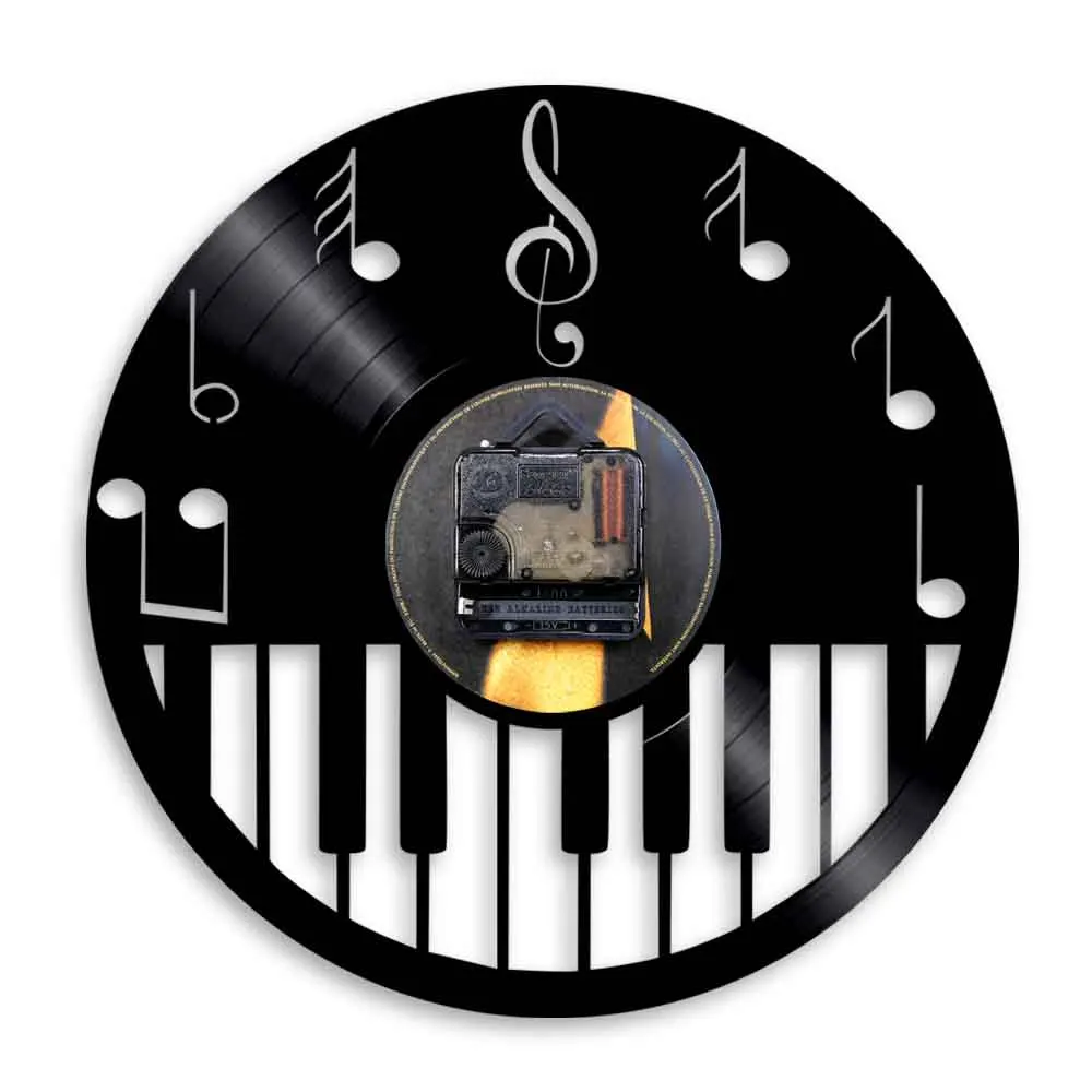 Настенные часы Play The Piano с виниловой пластиной современный дизайн тематическое