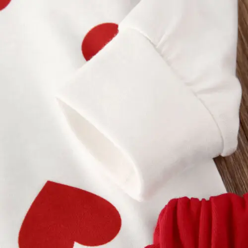 От 1 до 6 лет комплекты одежды для маленьких девочек на День святого Валентина пуловер с длинными рукавами