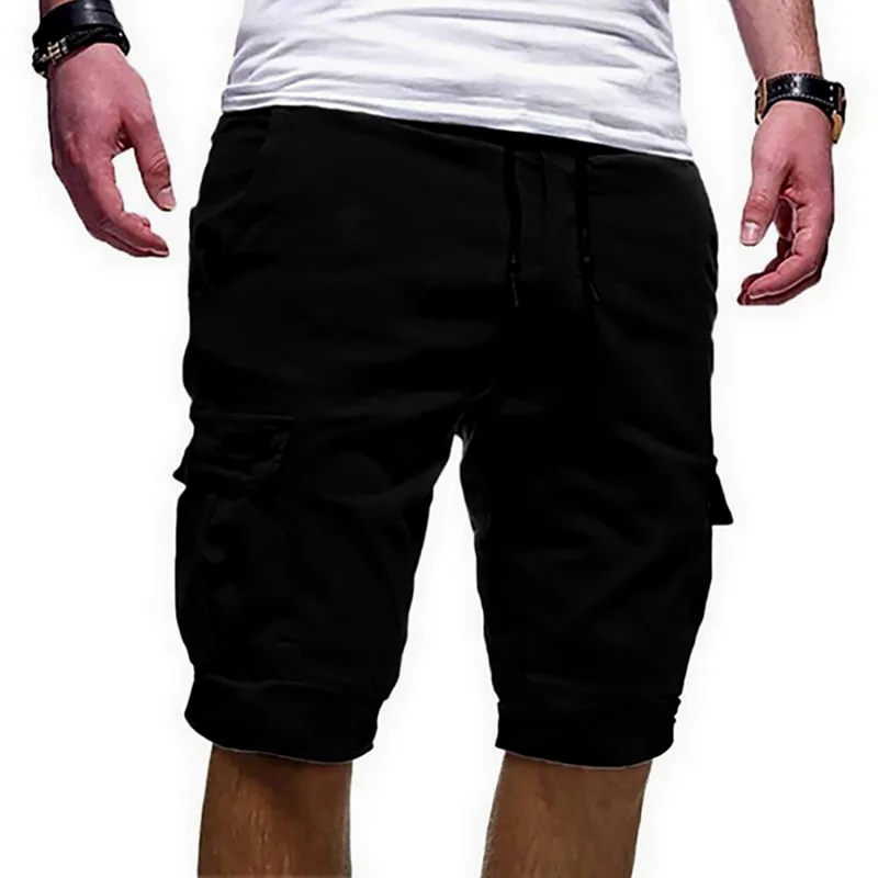 

2021 Hot Summer Casual Shorts Men's Cargo Multi-pocket Shorts Mens Solid Color Drawstring Fashion Shorts Streetwear