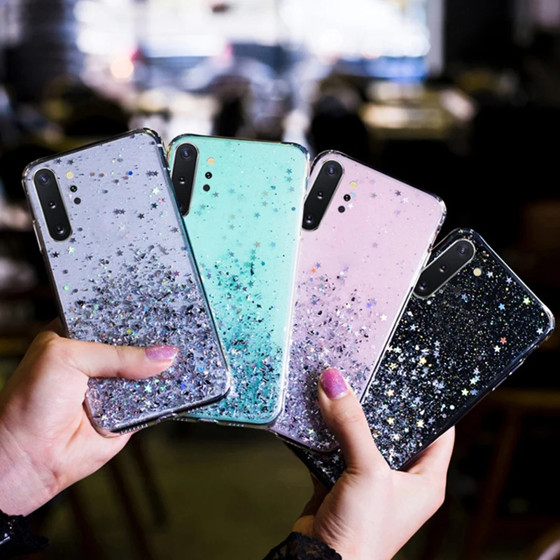 

For Samsung S21 Case Bling Glitter Star Phone Cases For Samsung Galaxy S21 Ultra 5G Transparent Cover For Galaxy S21 Plus Case