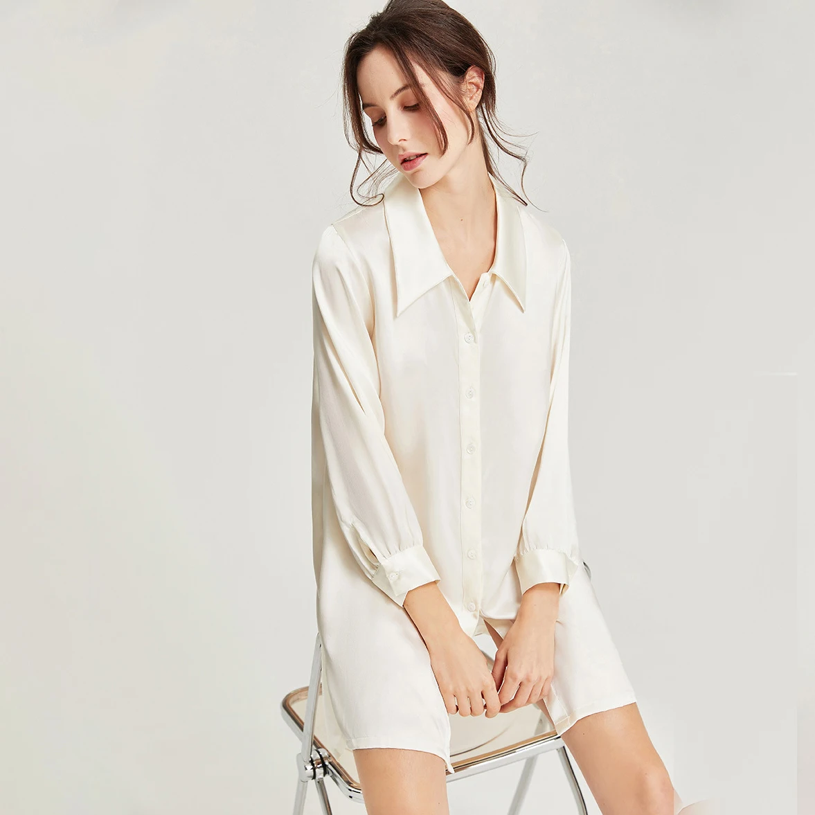 

Женская домашняя ночная рубашка из натурального шелка толщиной 19 мм