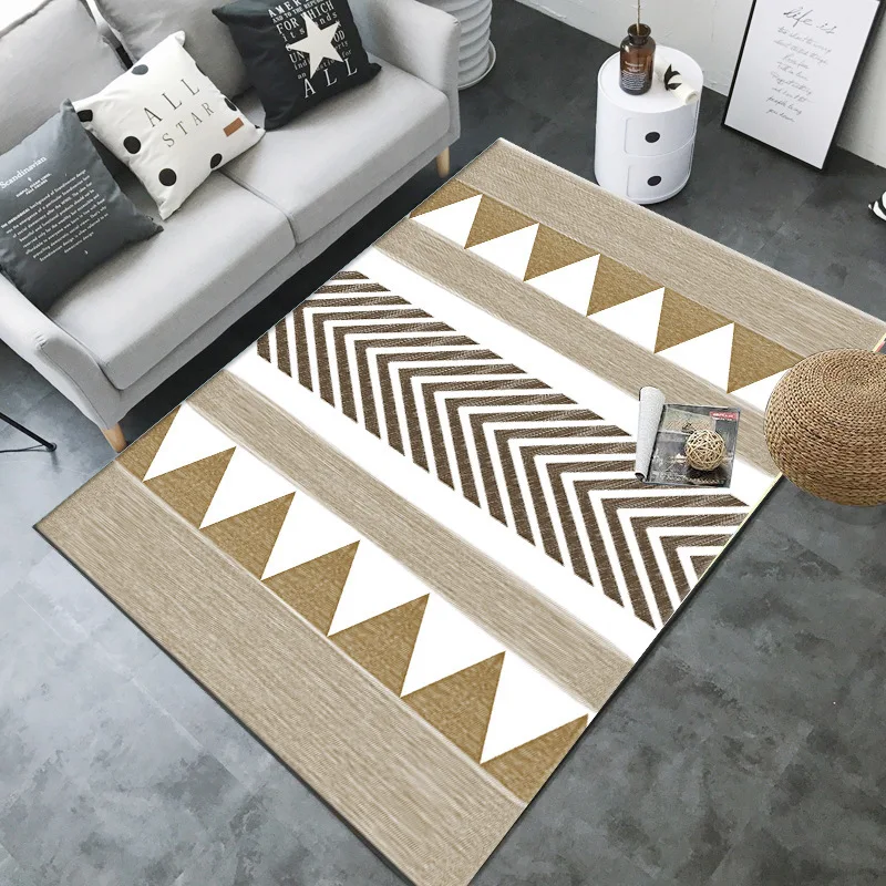 

Custom simple Nordic wind geometric triangle bedroom living room crystal velvet non-slip foyer floor mat carpet