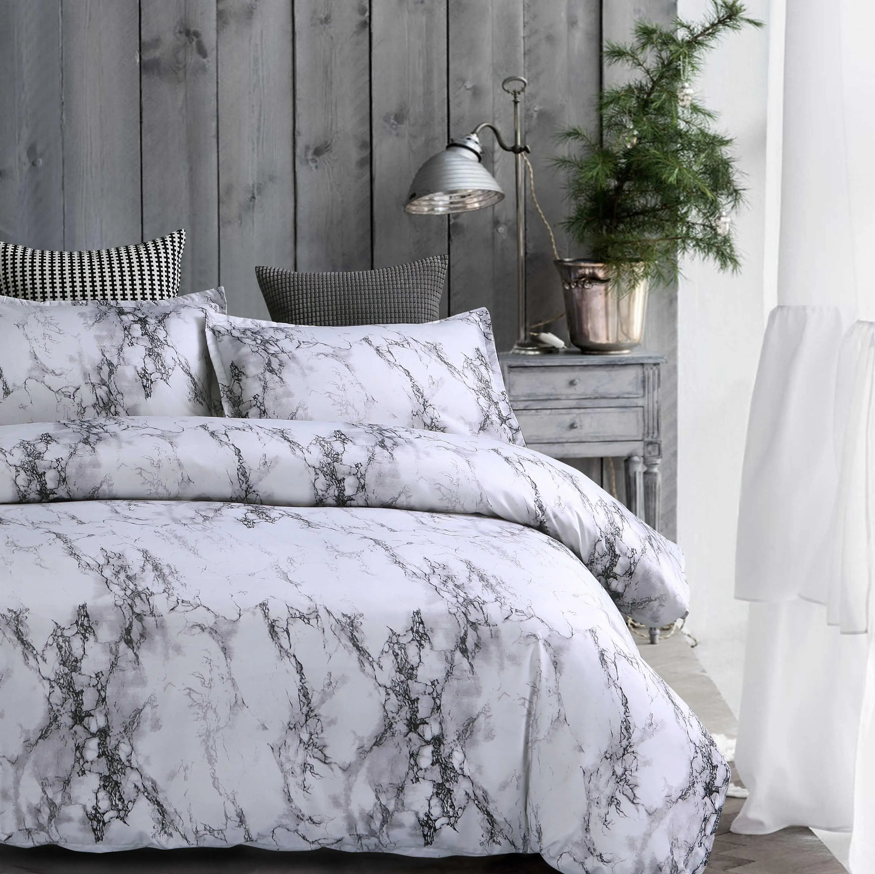 

50Bedding Set Printed Marble White Black Duvet Cover King Queen Size Quilt Cover Brief Bedclothes Comforter Cover 3Pcs Bed Linen