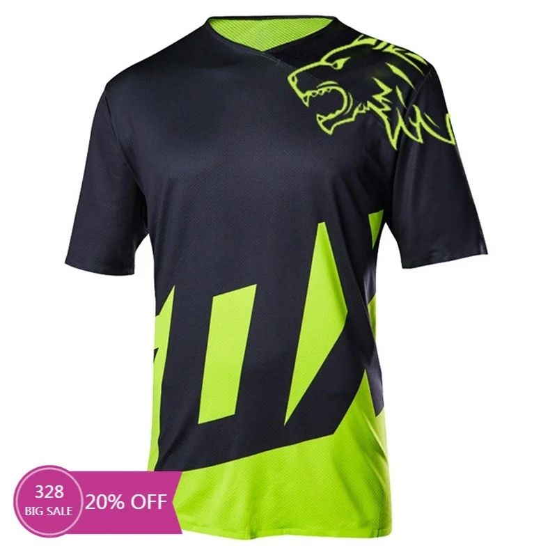 Camiseta de ciclismo para hombre, maillot de color negro y rojo para bicicleta de montaña Enduro,