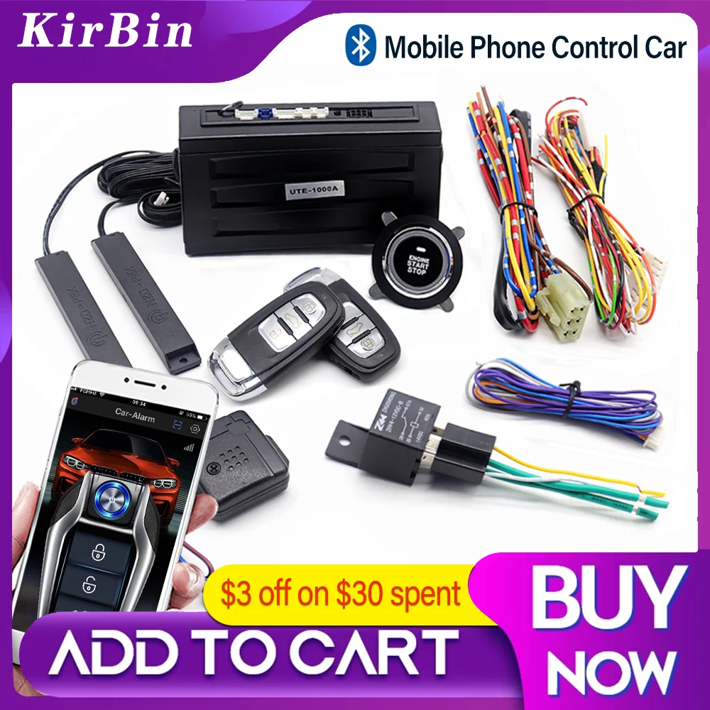 

Smart Car Alarm System Keyless Entry Central Locking Car APP Control Autostart Engine Remote Start Stop Intelligent Ignition Kit