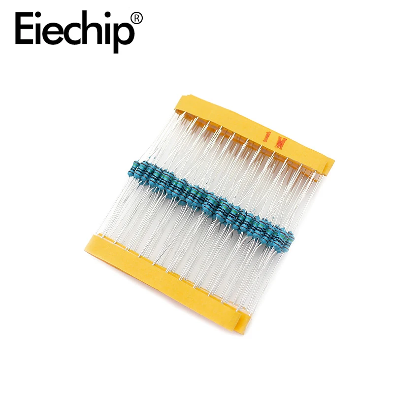 

100pcs/lot 1/4W 1% Metal film resistor 0.25W resistance 1M Throught Hole