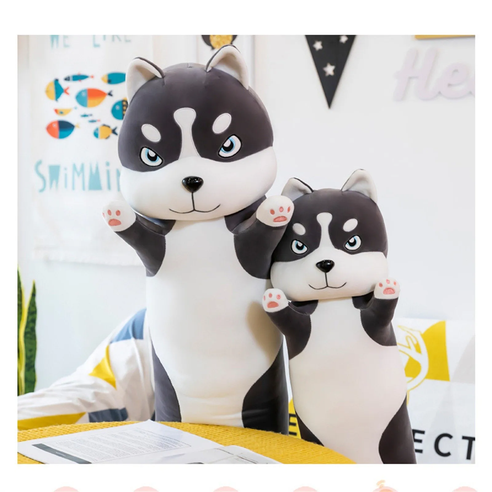 

3D Stuffed Animal Dog Pillow Plush Plus Size Long Cotton Buddies Cute Tubular-Husky Toy Wholesales