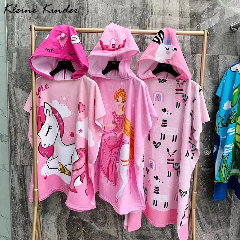 

Children's Bathrobe Girl Boy Poncho for the Beach Child Baby Bath Towel with Hood Kids Surf Poncho Microfiber Unicorn Terry Robe