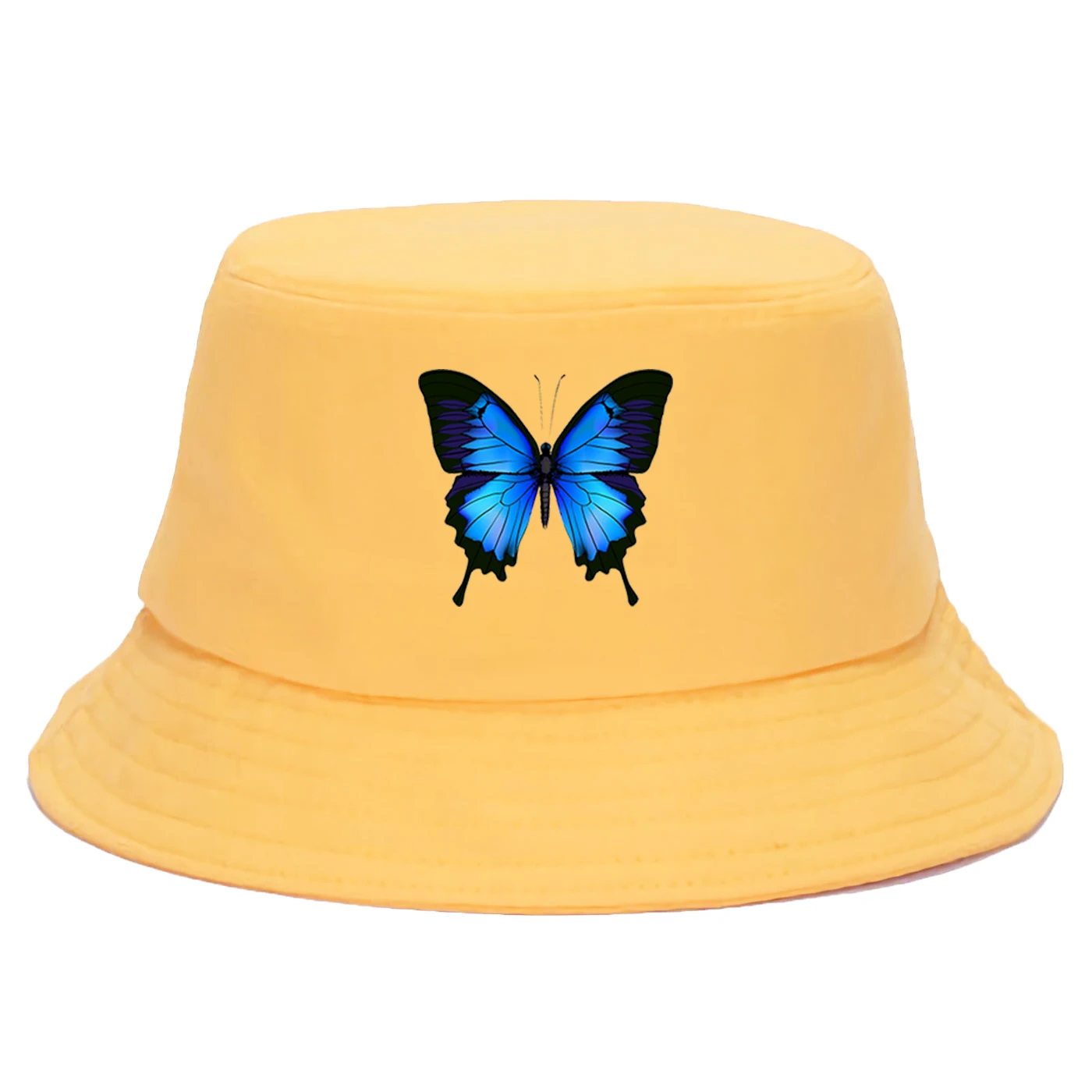 Women Outdoor Summer Foldable Bucket Hats Men Butterfly Print Hat Sunscreen Fishing Fisherman Flat Beach Sun Cap | Аксессуары для