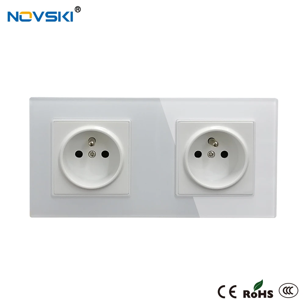 Многорамная французская розетка стенная Хрустальная стеклянная панель 16А