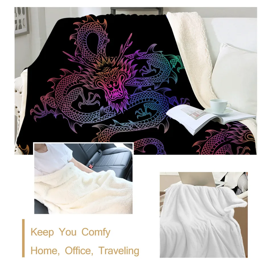 Постельное белье на выход Драконий шерпа пледы одеяло красочное печатное