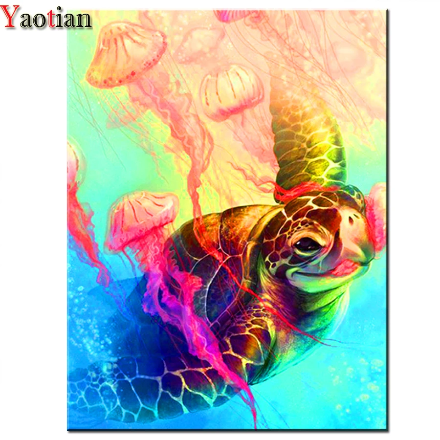 

Diamond Embroidery Jellyfish Sea turtle DIY Diamond Painting Cross Stitch Diamond Mosaic Rhinestones Pictures Amazing Art