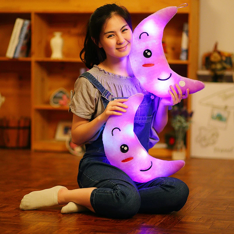 34CM Creative Toy Luminous Pillow Girls Led Cushion Toys Kids Colorful Plush Light Gift Stuffed Soft Glowing Children For Stars