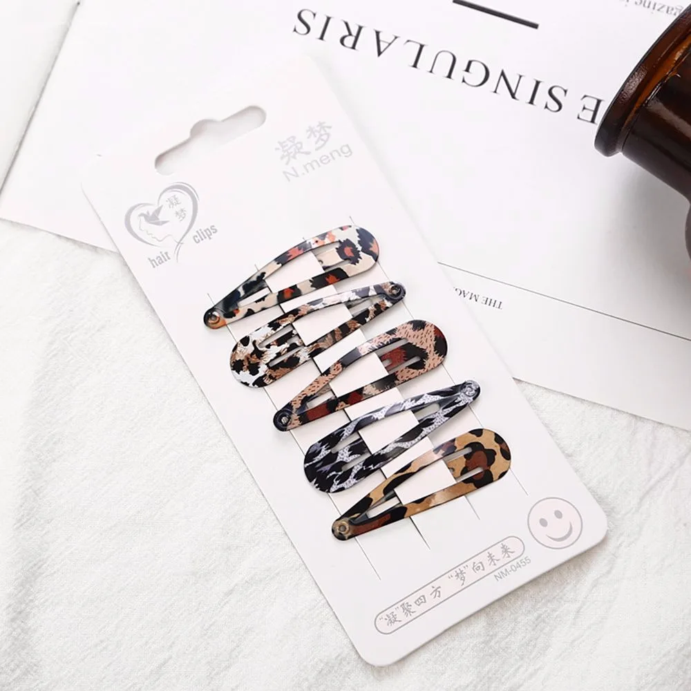 5 шт./лот женские металлические заколки для волос с леопардовым принтом девочек