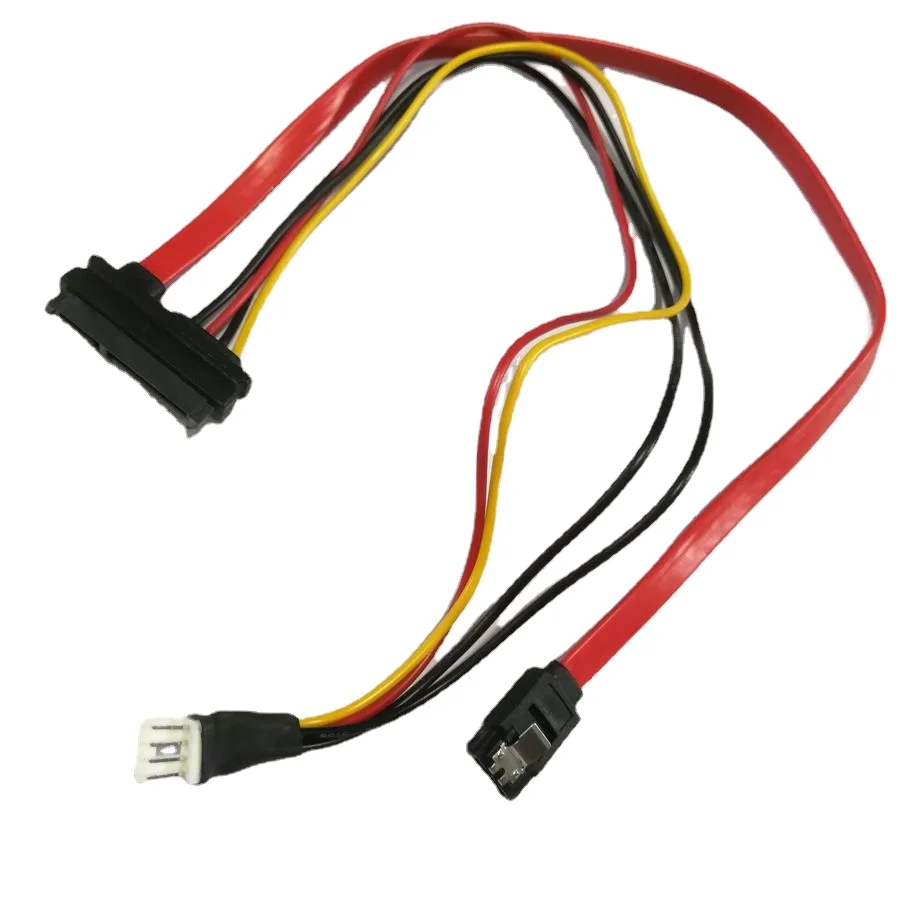

22pin 7+15 Pin SATA to 7Pin SATA DATA + 4Pin male FDD Floppy Power supply Splitter Extension Data Cable for PC Hard Drive HDD