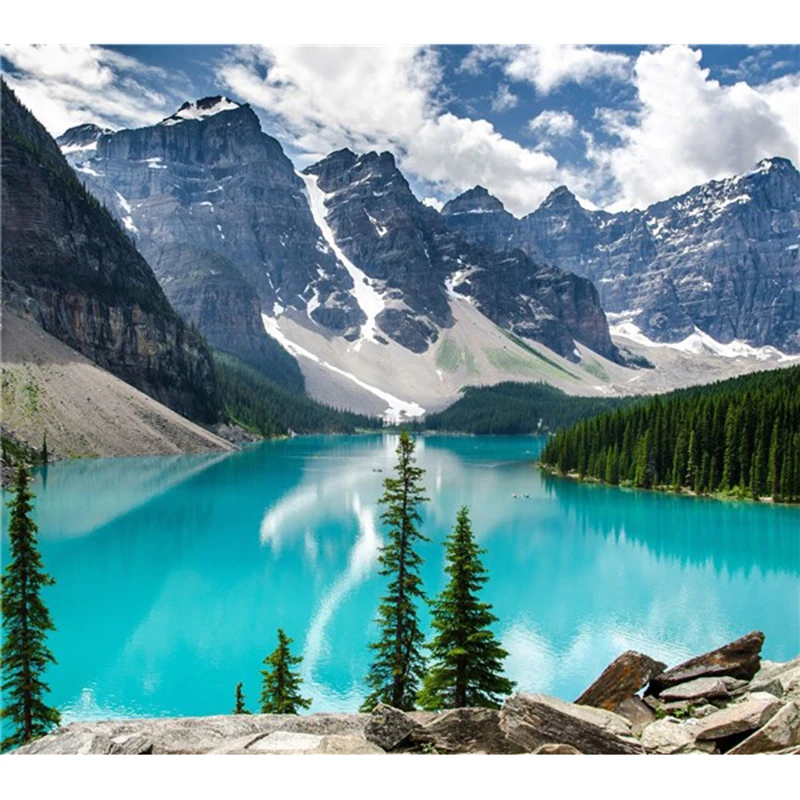 

Full Square Diamond embroidery crystal full round diamond sets unfinish decorative diy diamond painting cross stitch snow lake