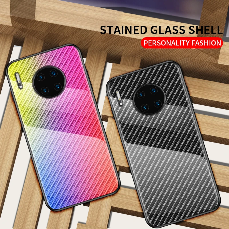 Glass Phone Cover Case For Huawei P Smart P10 P20 P30 Mate 9 10 20 30 Pro Lite Honor Play 8X 8 Carbon Fiber Cases | Мобильные