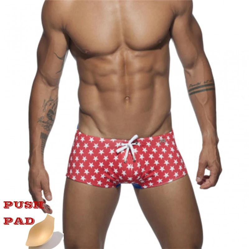 

Printing Swimwear Men Low Waist Under Wear Man 2020 Summer Men's swimming trunks Quick Drying Mens Swimsuit Push Pad swim Shorts