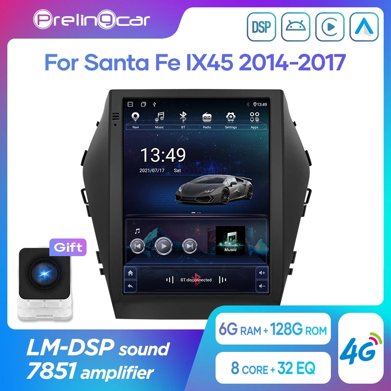 

For Tesla Style Vertical Screen Android 10 Car Radio Multimedia Navigation GPS For Hyundai Santa Fe IX45 2014-2017 Video Player