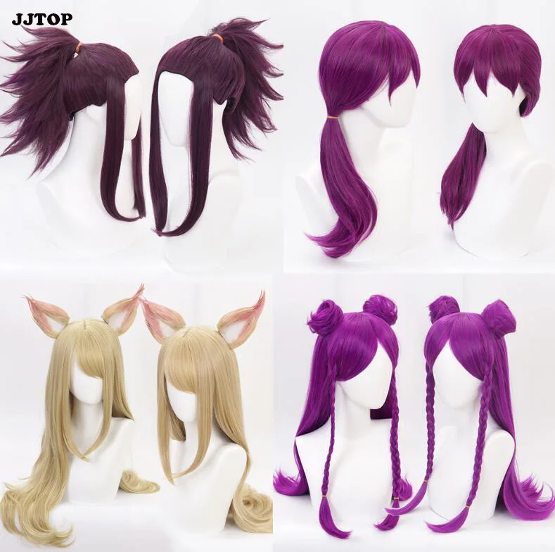 Парик для косплея из игры KDA K/DA Ahri парик лисьей шерсти 70 см с ушками Акали Эвелинн