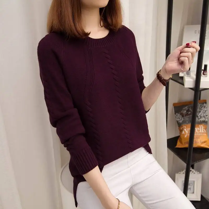 Vangull Fashion O-Neck Women Sweater 2021 Autumn Winter Warm New Solid Long Sleeve Twisted Pullovers Casual Short Female | Женская