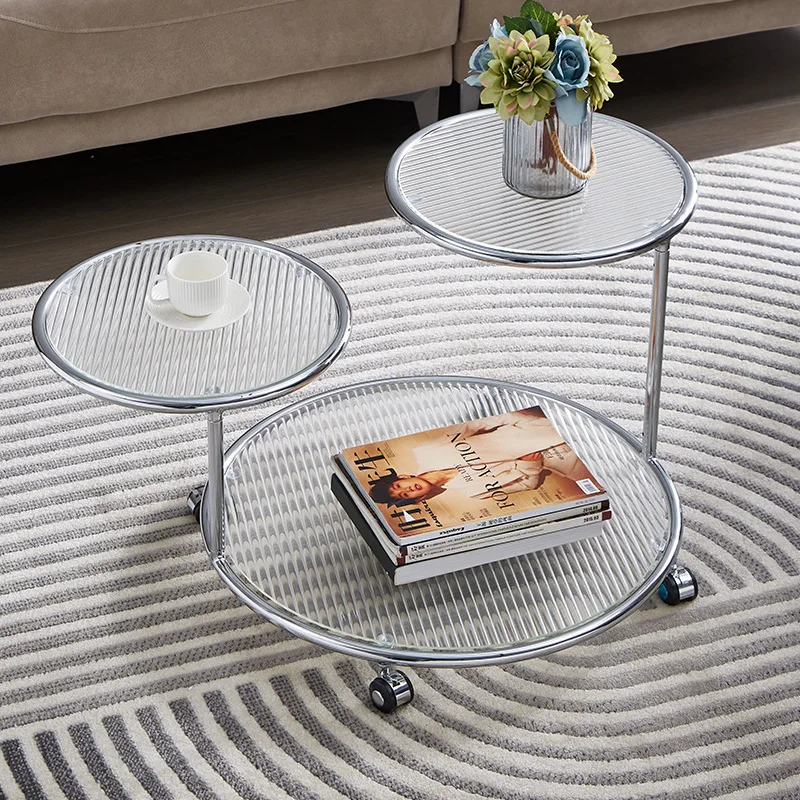 

Nordic INS Wrought Iron Round Rotating Side Table Light Luxury Glass Home Living Room Sofa Corner Balcony Small Round Table