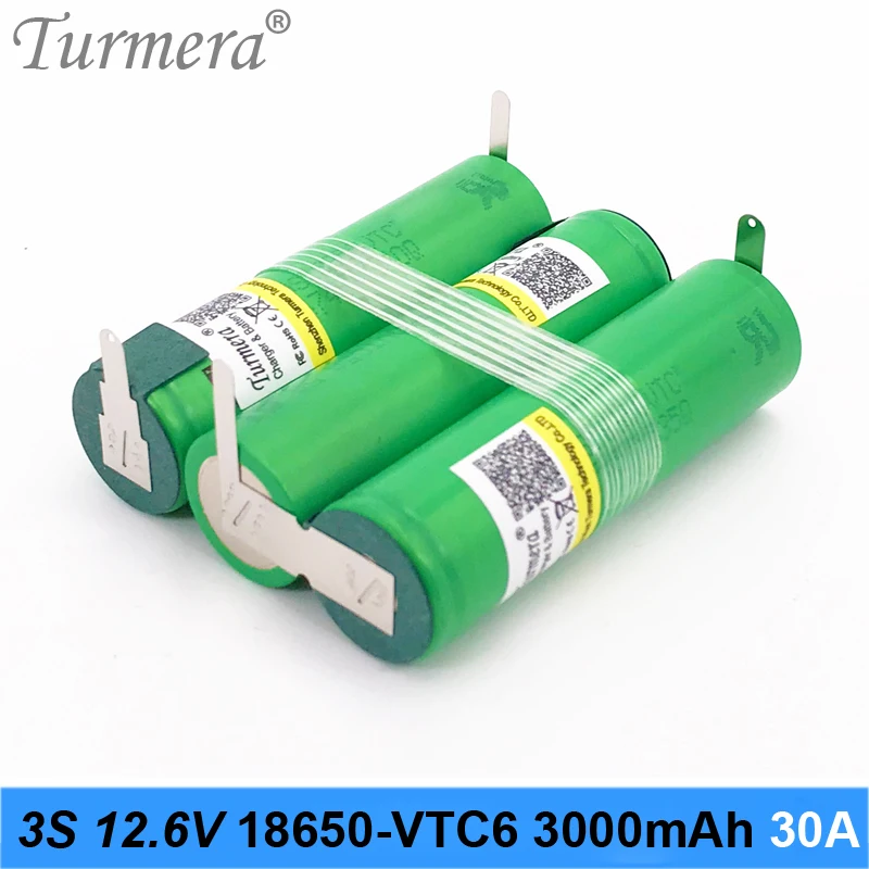 3S 4S 5s 6S 12,6 V 16,8 V 18V 25V 18650 аккумулятор US18650VTC6 3000mAh 600mAh 30A для шуры шуруповерт батареи(настройка