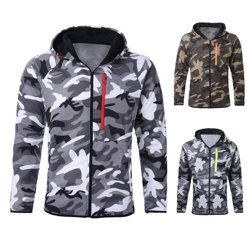 Мужские худи на молнии CYSINCOS повседневные камуфляжные толстовки с капюшоном в