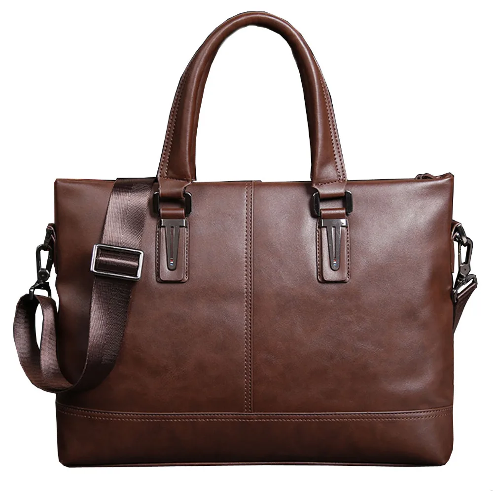 Модный мужской кожаный портфель 15 дюймов деловая сумка через плечо толстая