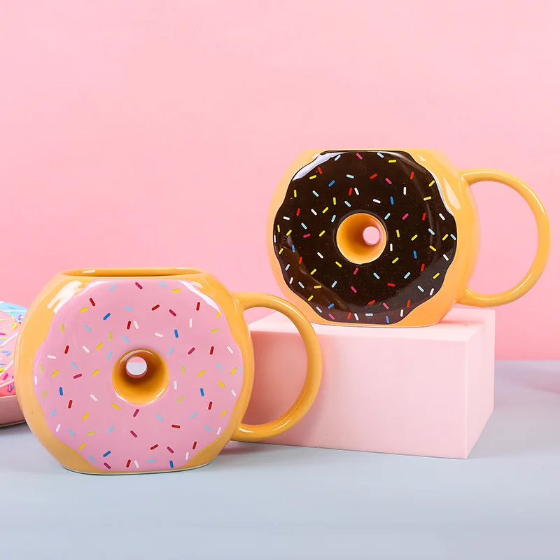 Креативная Милая мультяшная чашка пончик керамическая кружка для