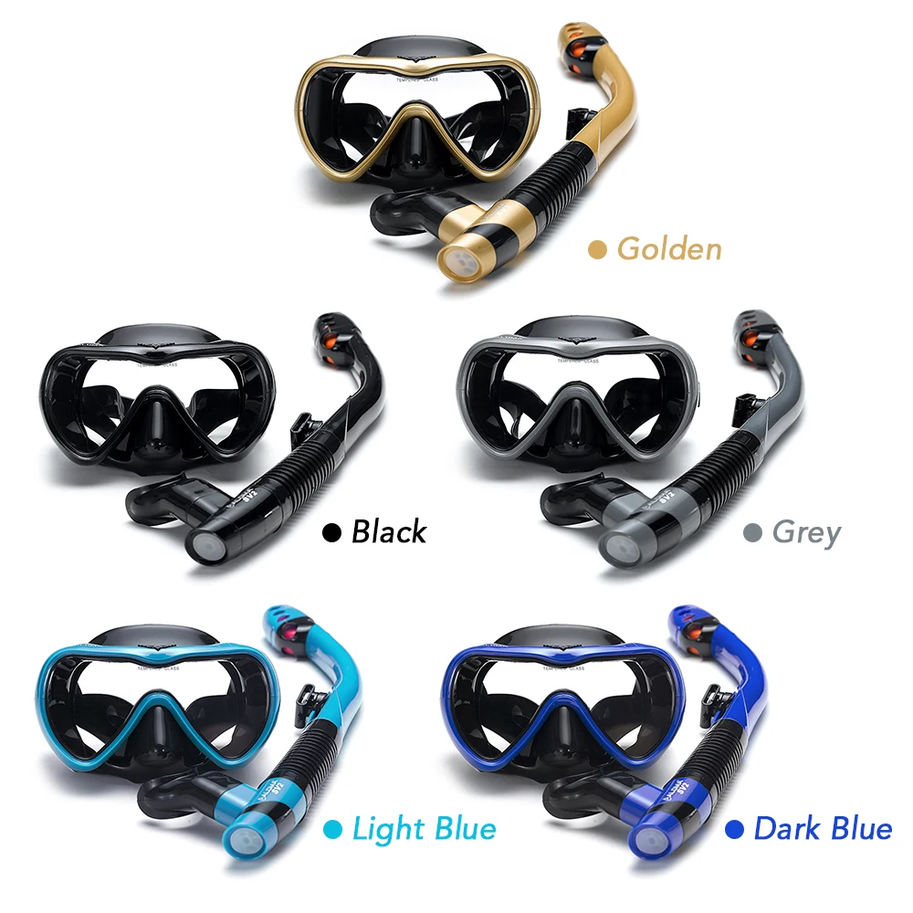 

Diving Swimming Leakproof Snorkel Set Anti-fog Snorkeling Goggles Glasses With Easy Breath Dry Snorkel Tube Scuba Equipment